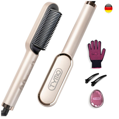 TYMO RING Haarglätterbürste 2 in 1 Keramik Glätteisen