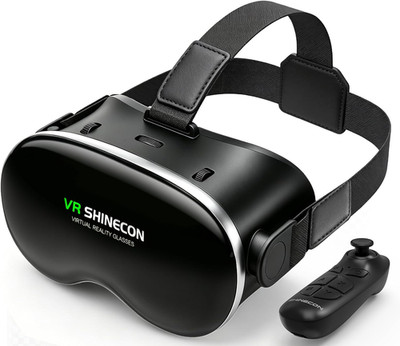 VR Headset with Bluetooth Controller, HD Aspheric Lenses, Adjustable Focus & IPD