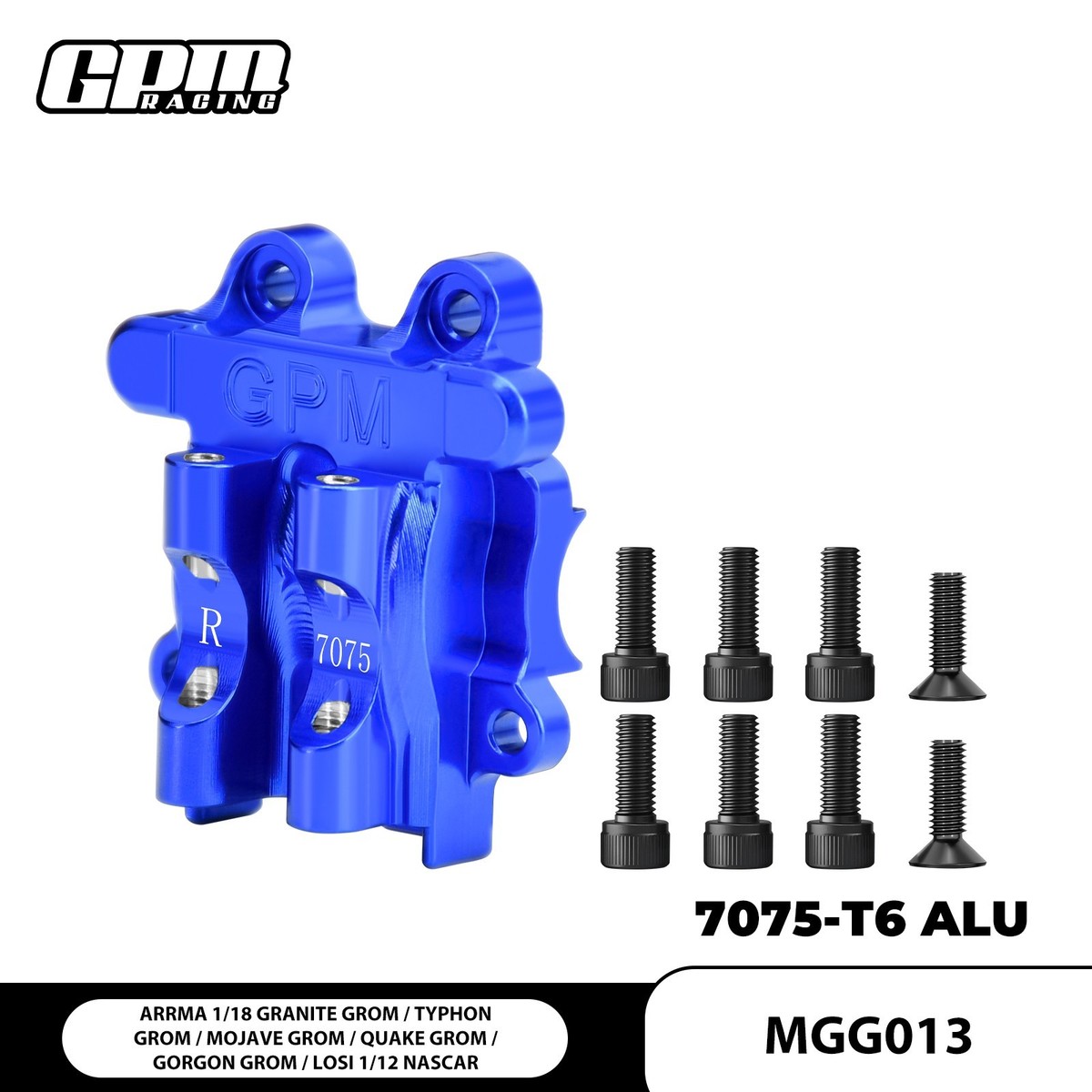 GPM Placa Amortiguadora Delantera De Aluminio 7075 Para Arrma 1/18 Typhon GROM Mega 380 – Pieza De Mejora En Negro, Refuerza La Suspensión Sin Necesidad De Taladrar