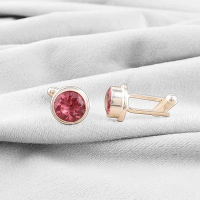 Sterlingsilber Rosa Turmalin Edelstein Designer Christmas Groomsmens Manschetten - Bild 1 von 2