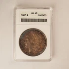 1887 $1 Morgan Silver Dollar ANACS MS63 "Soapbox Holder " Toned - FREE SHIPPING!
