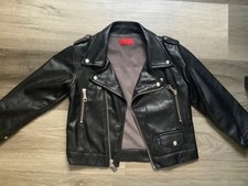 haus of jr lex biker jacket black leather unisex 3-4 t