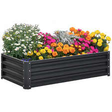 Raised Garden Bed Steel Planter Box Vegetable Flower Growing Grey