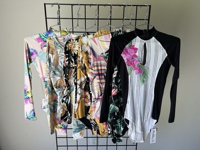 Rip Curl Lot of 7 L/S Surf Suits with floral designs and cut outs
