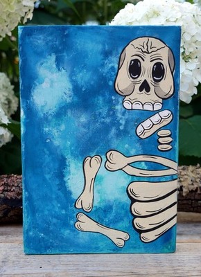 Day of the Dead Painting Skeleton Hand Painted by Arturo Becca Mexican Folk Art