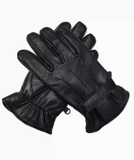 Men leather gloves Black Fine quality leather fleece lined