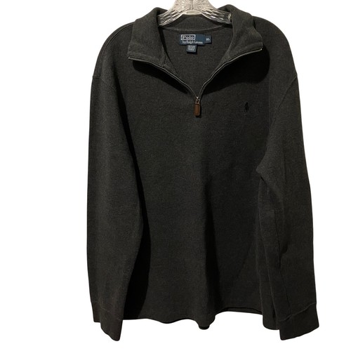 Polo by Ralph Lauren 1/4 Zip Pullover Finto Collo Grigio Uomo XL Cotone Preppy Papà - Foto 6 di 16