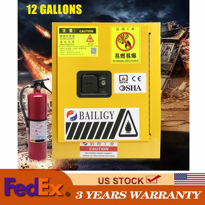 #ad 12 Gallon Fireproof Safety Storage Welded Cabinet Bin Flammable Liquid Storage $138.60