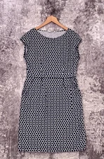 Boden Dress 10R Womens Circle Print Cap Sleeve Sheath Knee Length
