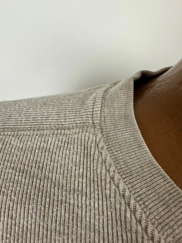 VTG Roundtree Yorke Ribbed Shirt Men 2XL Heather Oatmeal Minimalist Heavy Cotton - Image 4 of 4