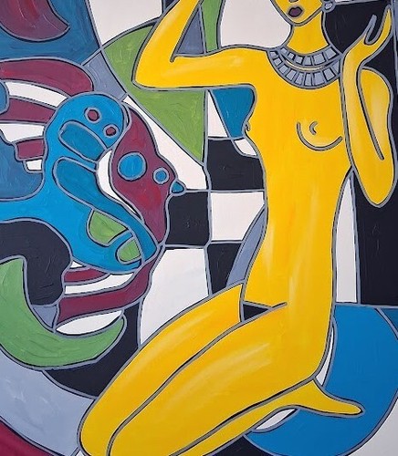 KLEYMAN Tableau NU XXL Côté 81x60 " Nue avec le Poisson " Direct Artiste - Afbeelding 5 van 9