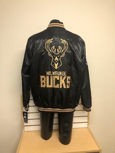 Milwaukee Bucks Black Label Starter Jacket Black size X Large NWT