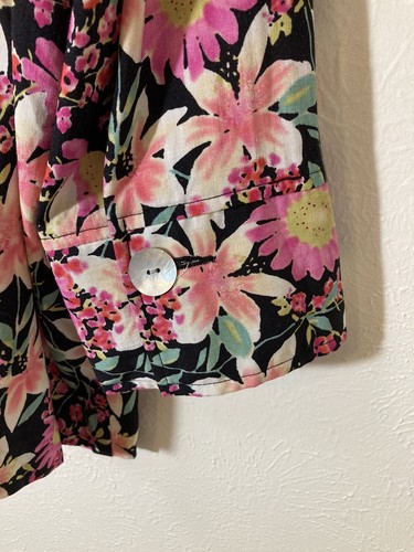 Vtg Napa Valley Womens Blouse 18 Cottage Dark Floral Linen Blend Pockets Top 2X - Picture 3 of 12
