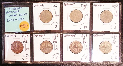 Lote de 7 monedas diferentes de 1 marco de ALEMANIA 1956 a 1979 KM-110 #14992 - Imagen 4 de 5