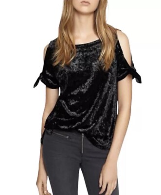 Sanctuary Small Medium Crushed Velvet Top Cold Shoulder Witchy Whimsigoth Goth