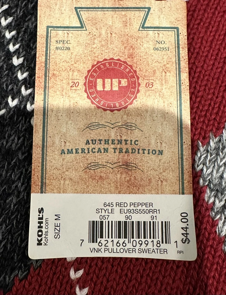 Suéter Urban Pipeline meninos jovens tamanho M geométrico vermelho Natal desgaste pulôver - Imagem 3 de 4