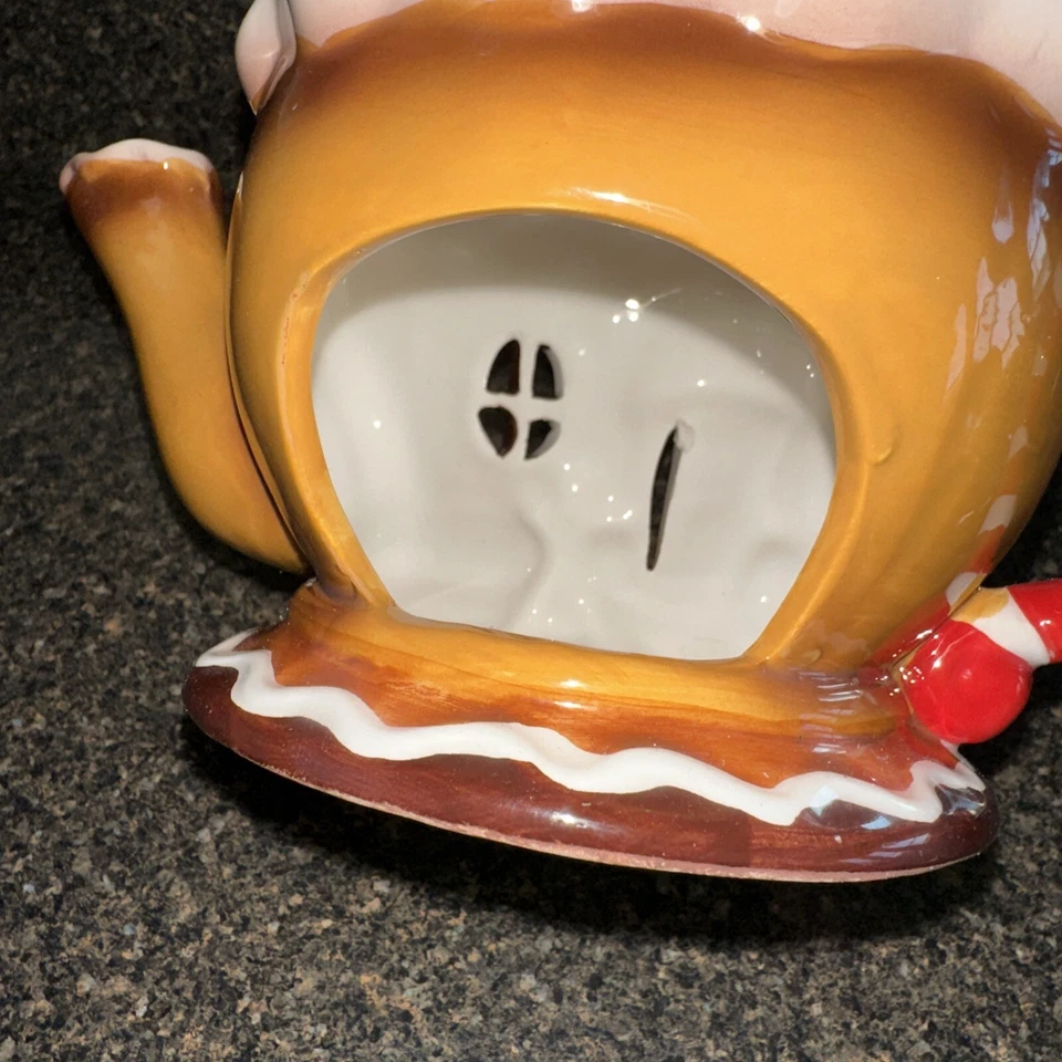 Glazed Ceramic Gingerbread House Teapot Tea light Candle Holder - Image 4 of 4