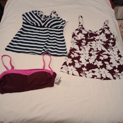 Women's Swimwear Sz S Kona Sol Burgundy Navy Tankinis Burgundy Bandeau 3 Pk NWT
