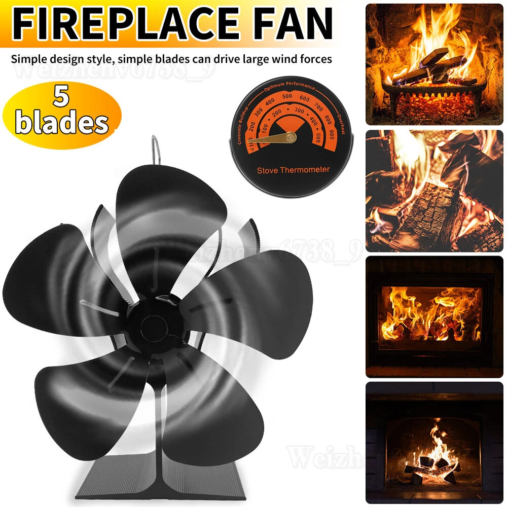 5 Blade Stove Fan Heat Powered Wood Log Burner Top Fire Burning Fan Eco  Friendly | eBay