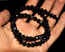 AAA Genuine Natural Black Spinel Micro Faceted Round Beads Beaded Necklace