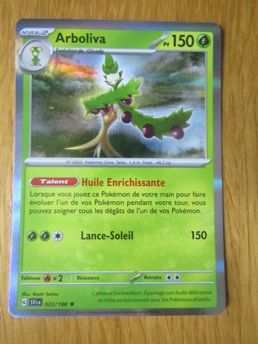 Caja De 10 Cartas Pokémon Francesas Arboliva 23/198, Incluye Holo O Reverso (Aleatorio), Myboost X Écarlate Et Violet 01, Sin Repetidas