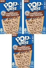 3 PACK - Kellogg’s Frosted Chocolatey Chip Pancake Pop Tarts 8 Count 13.5oz Box