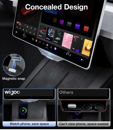Wigoo 2025 Upgrade Tesla Model Y/3 Accessories Under Screen Storage Box - 第 3/7 張圖片