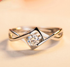 925 Sterling Silver Heart Twisted Stone Adjustable Ring Womens Jewellery Gift UK