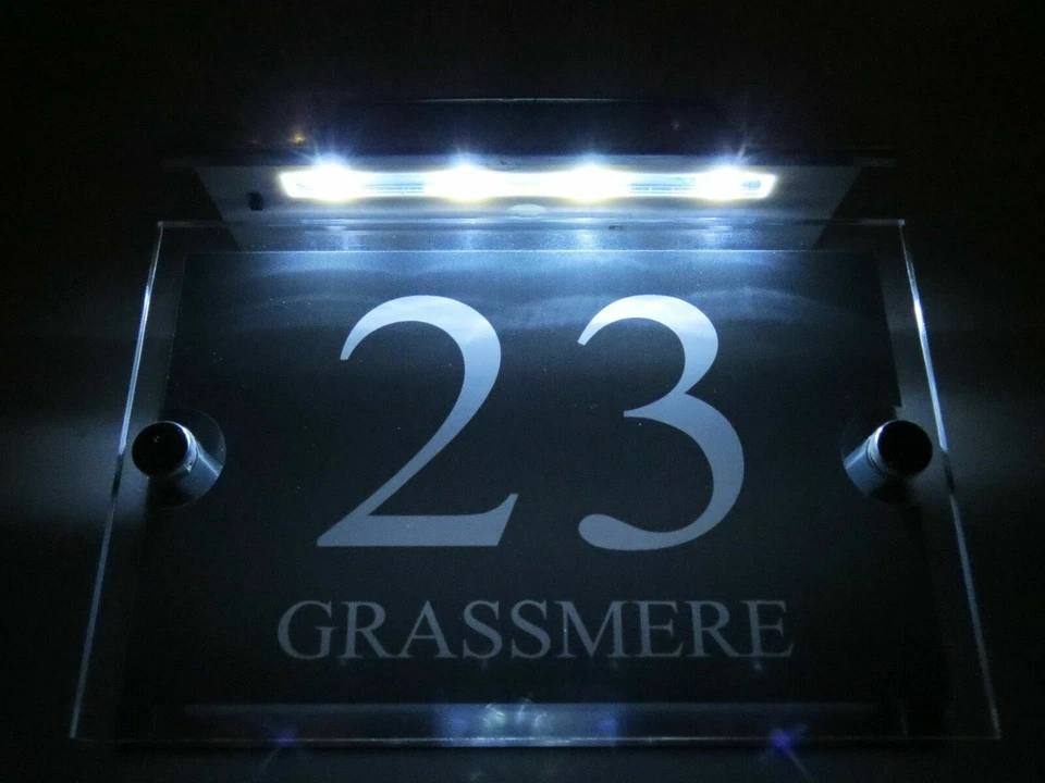 MODERNOS Letreros de Casa Placas Números de Puerta 1 - 9999 LUZ SOLAR LED Nombre de Calle Foto 3 de 4