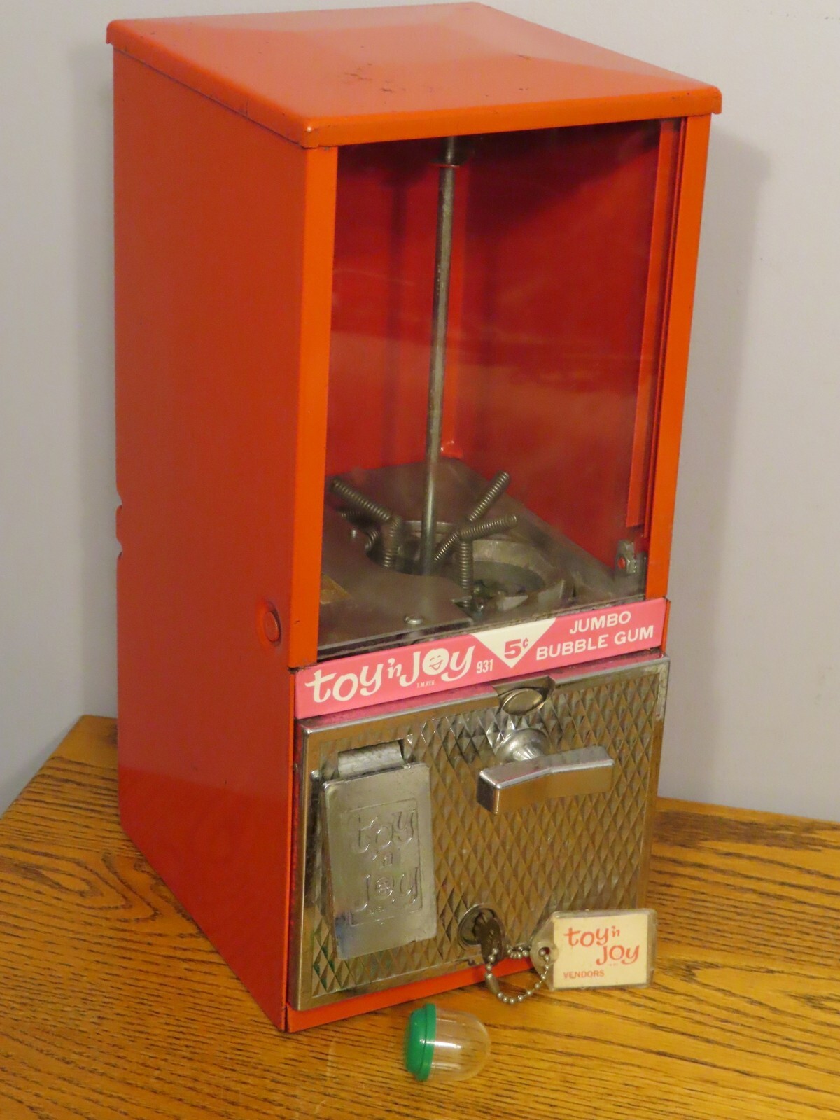 Vintage Toy N Joy 5 Cent Gumball Plastic Capsule Vending Machine