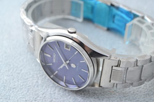 Vintage 1976 Seiko Quartz TYPE2 4622-8000 Blue Silk pattern / OH, Serviced - Picture 9 of 13