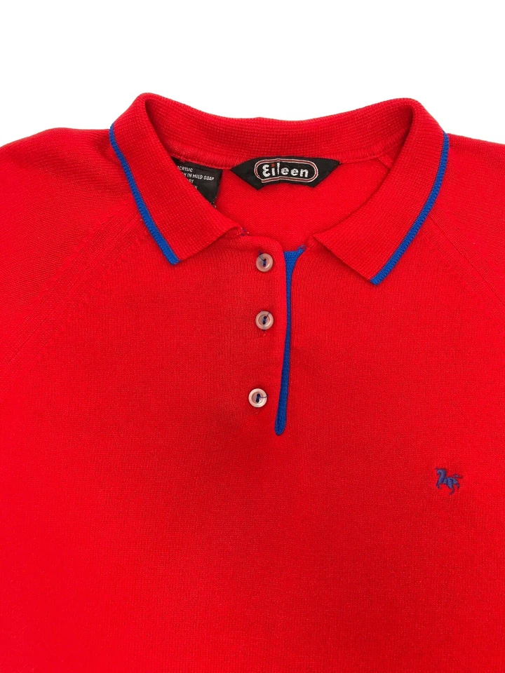 Camisa Polo Tejida De Colección Jóvenes Niños Mediana Polonia Roja Eileen Unicornio Logo Larga Slv EC Foto 2 de 4