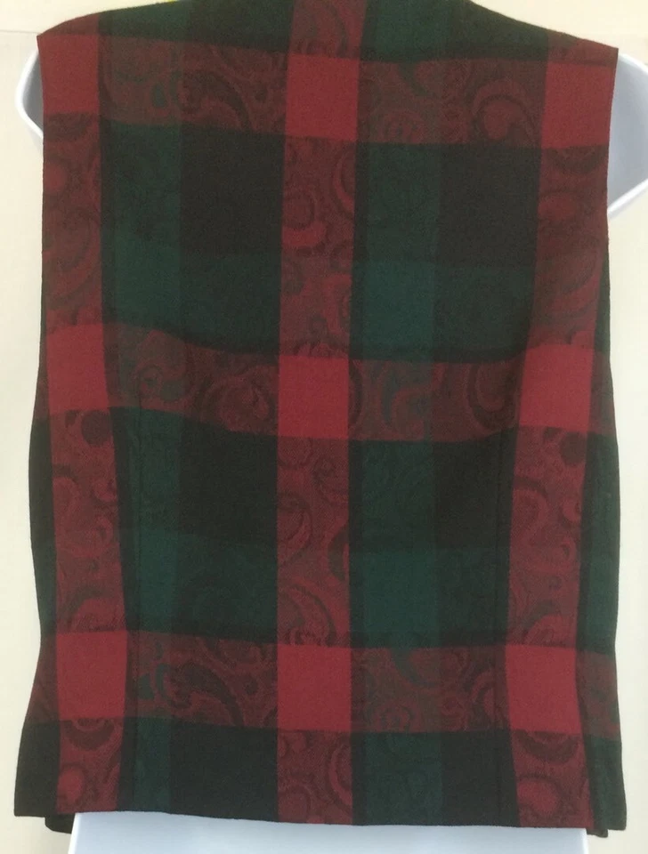 Pendleton DK Verde Rojo Negro Estampado Cuadros Lana Virgen Chaleco Forrado Mujer 14P Foto 2 de 4
