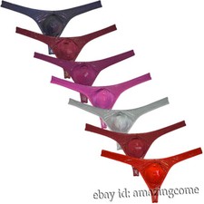 Men Shiny Ice Silk Pouch Thong Underwear Wet Look G-String Bottoms Stretch Pants