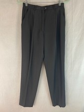 Escada Pants Trousers 38 US 4 Gray Metallic Wool Blend Hi Waist Zip Pleat