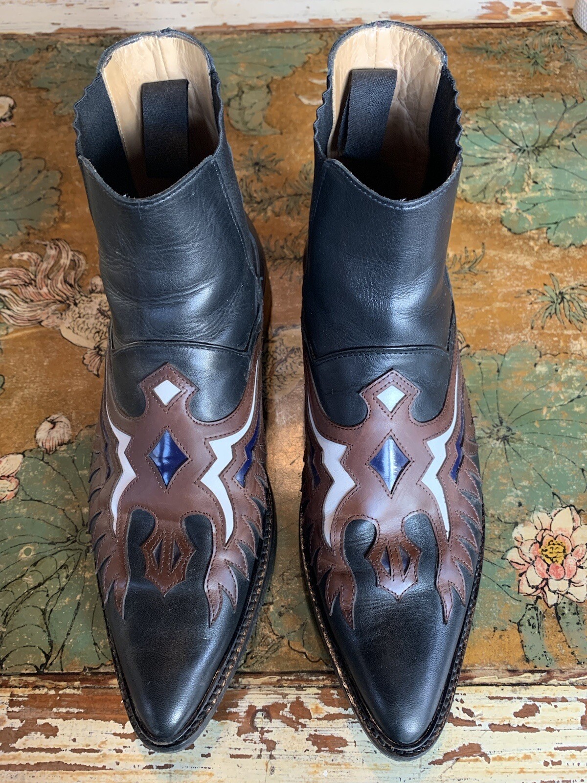 TOGA PULLA Western Cowboy Ankle Boots Thunderbird Eagle RARE Size 40 US 9