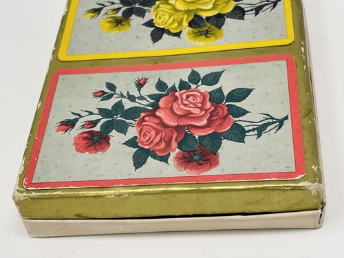 NOS Set Of 2 VTG Russell Artcraft Playing Cards Roses Deck Box New Sealed - Picture 6 of 9