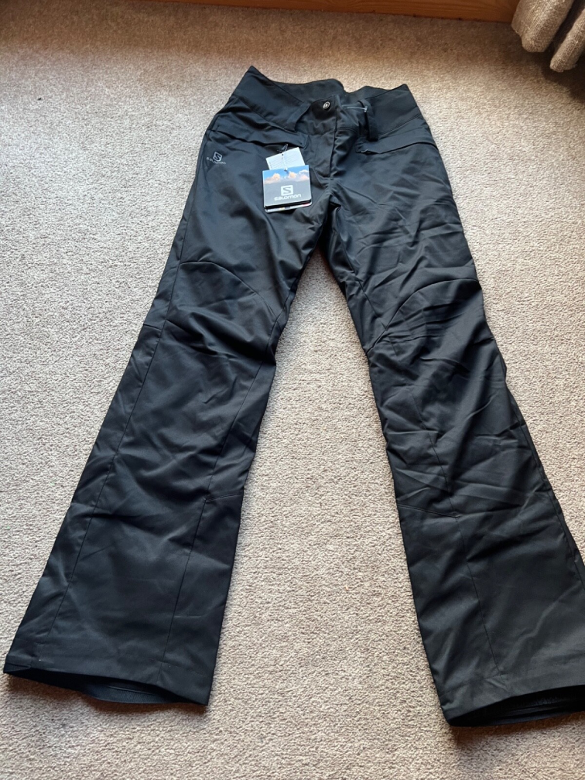 Pantaloni da sci da donna Salomon salopette da sci taglia 8 XS neri nuovi con etichette prezzo standard £119 99