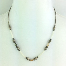 Vintage Sea Shell Chip Metal Bead Strand Necklace Beach Resort 20"