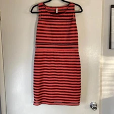 Xhilaration Tank Skater Midi Above Knee Dress Juniors Size L Black Red/Orange
