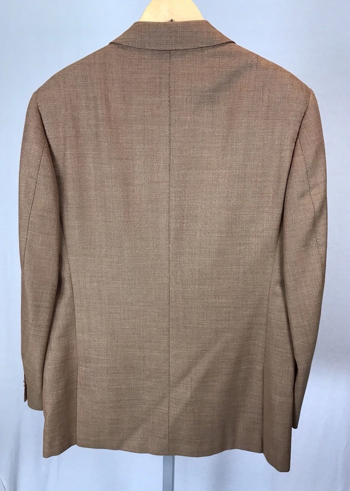 Mens Jhane Barnes Ticknors 42R Model Meeting 100% Wool Copper Bronze Linen Look — 第 3/4 张图片