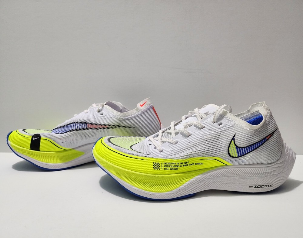 Nike ZoomX Vaporfly Next% 2 White Black Volt Blue Mens Running Shoes Size 6.5 CU4111-103