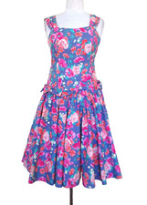 Vintage Laura Ashley Tea Dress S Women Cottagecore Floral Cotton Crinoline