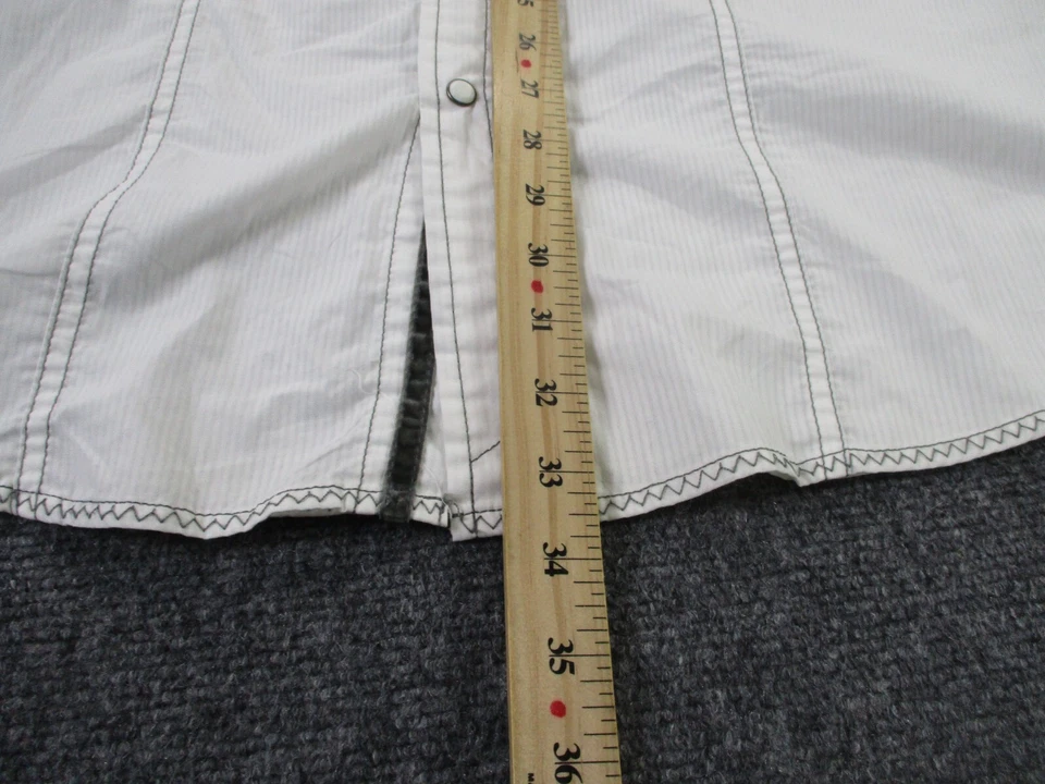 Camisa Marc Ecko Hombres XL Blanca Corte a Rayas Coser Western Pearl Snap Business NUEVA Foto 4 de 4
