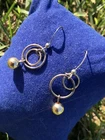 NOS Vintage Basic Elements Sterling Silver & Gold Wire Dangle Ring Hoop Earrings