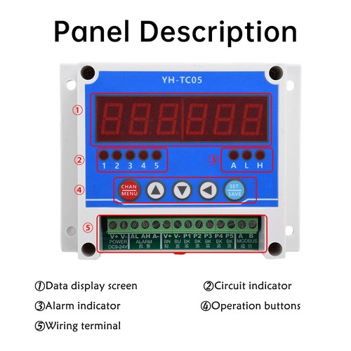 12-24V 5-Channel Non-Contact Motor Speed Meter RPM Tachometer Hall Sensor Modbus - Picture 4 of 27