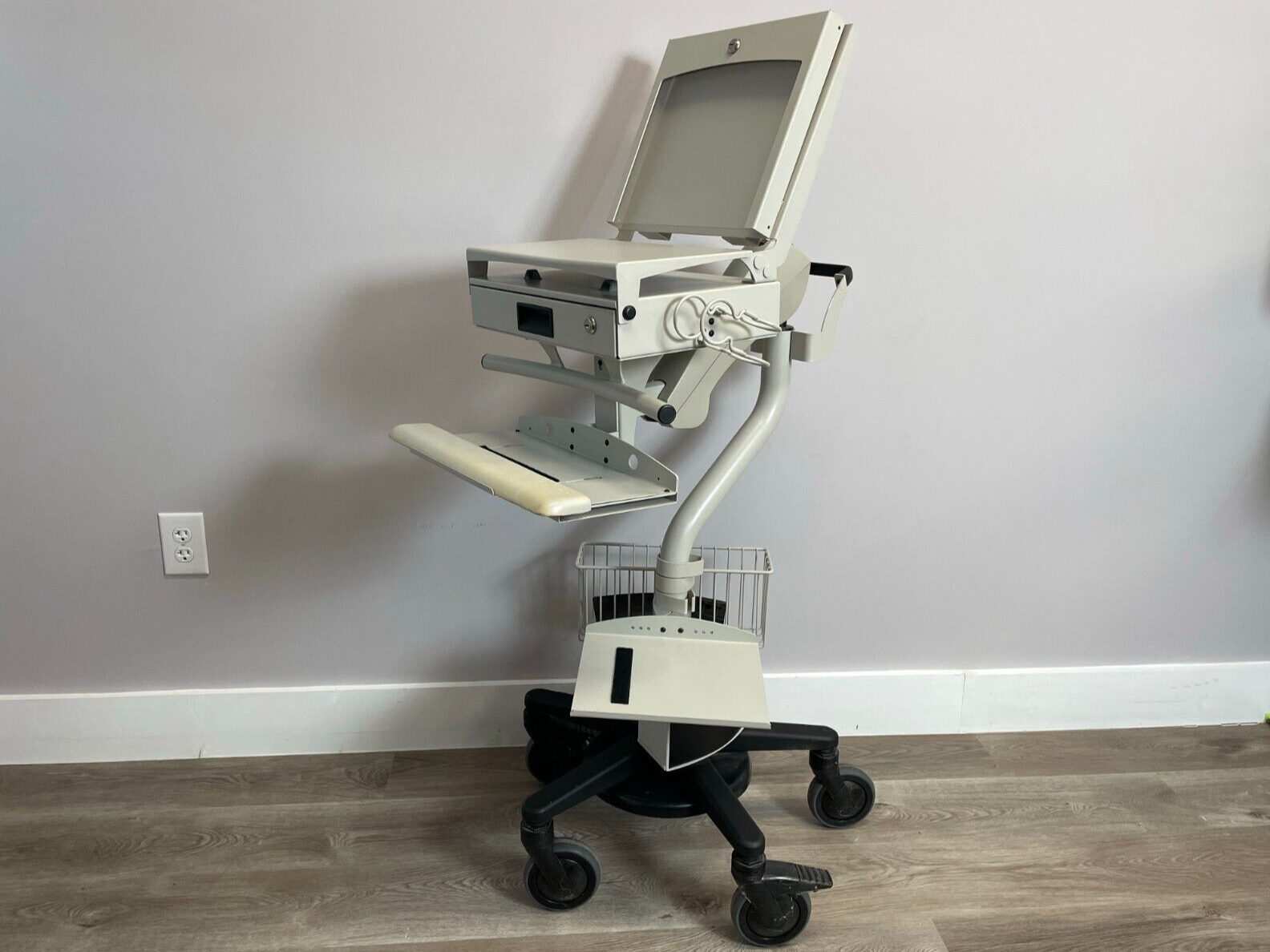 Ergotron Mobile Standing Desk with Keyboard Mount Drawer and Storage Basket-image
