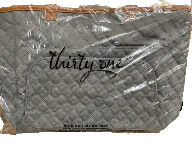 Bolso de Mano Thirty One Doble Take Gris Acolchado Diamantes Reversible a Bloques de Madera Foto 4 de 4