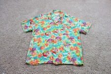 Vintage Jams World Shirt Mens Large Green Hawaii Floral Surf Gang Waves