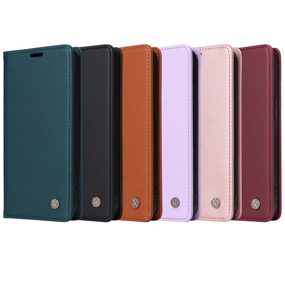 For iPhone 16 15 14 13 12 11 X XR SE 7 8 Plus Magnetic Wallet Leather Case Cover - Image 2 of 4
